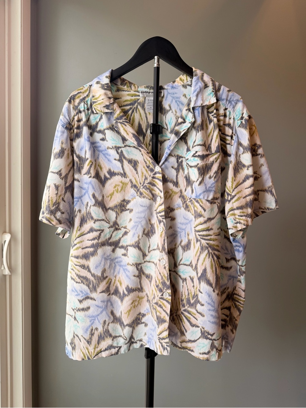 Cathy Daniels Floral Button-Down Blouse 1X  Casual Vintage Beach Resortwear 90s